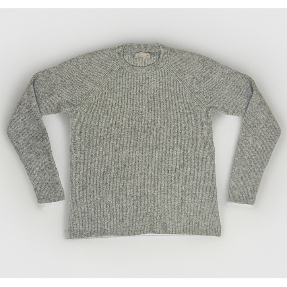 Everlane Cashmere Sweater Women XL Gray Ribbed Knit Heavy Thick Crewneck Sweater